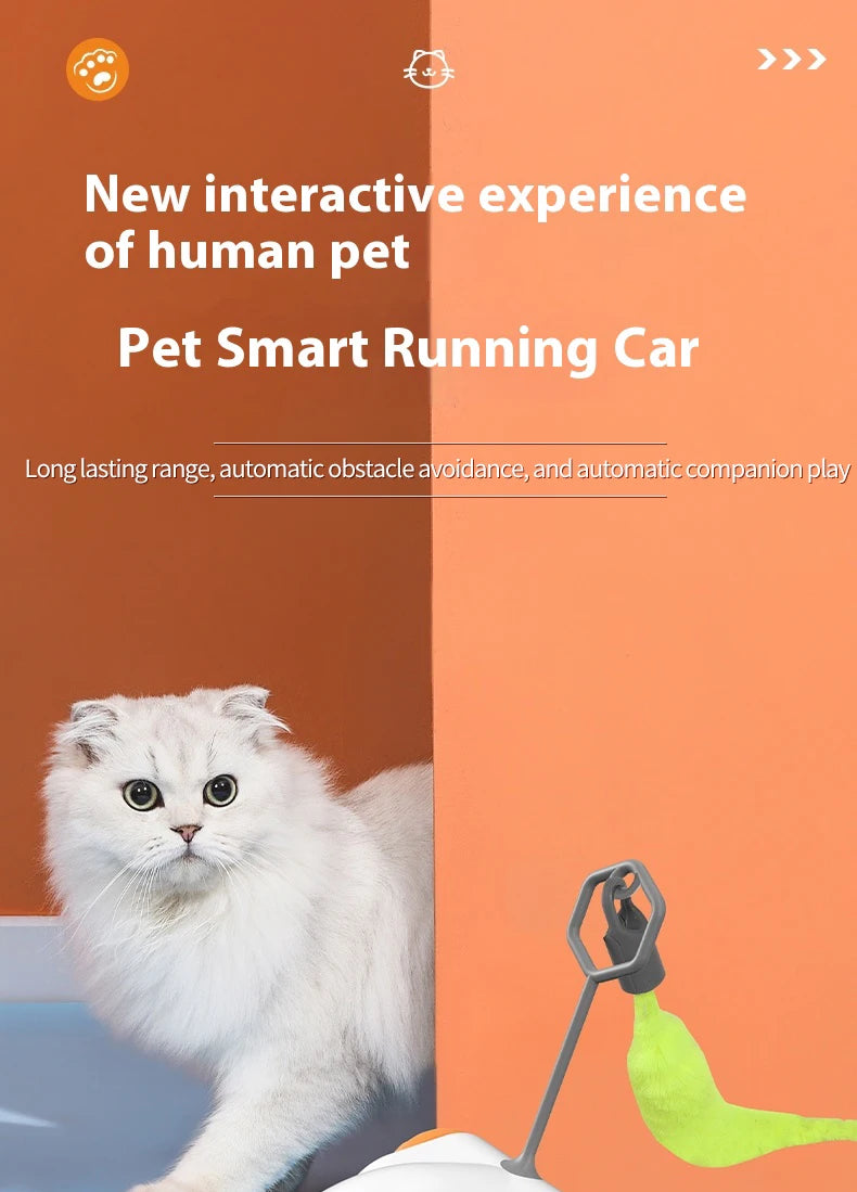 Smart Interactive Cat Toy Car Auto-Running Pet Vehicle with Obstacle Detection Durable for Indoor Cats Play - ALPENZO