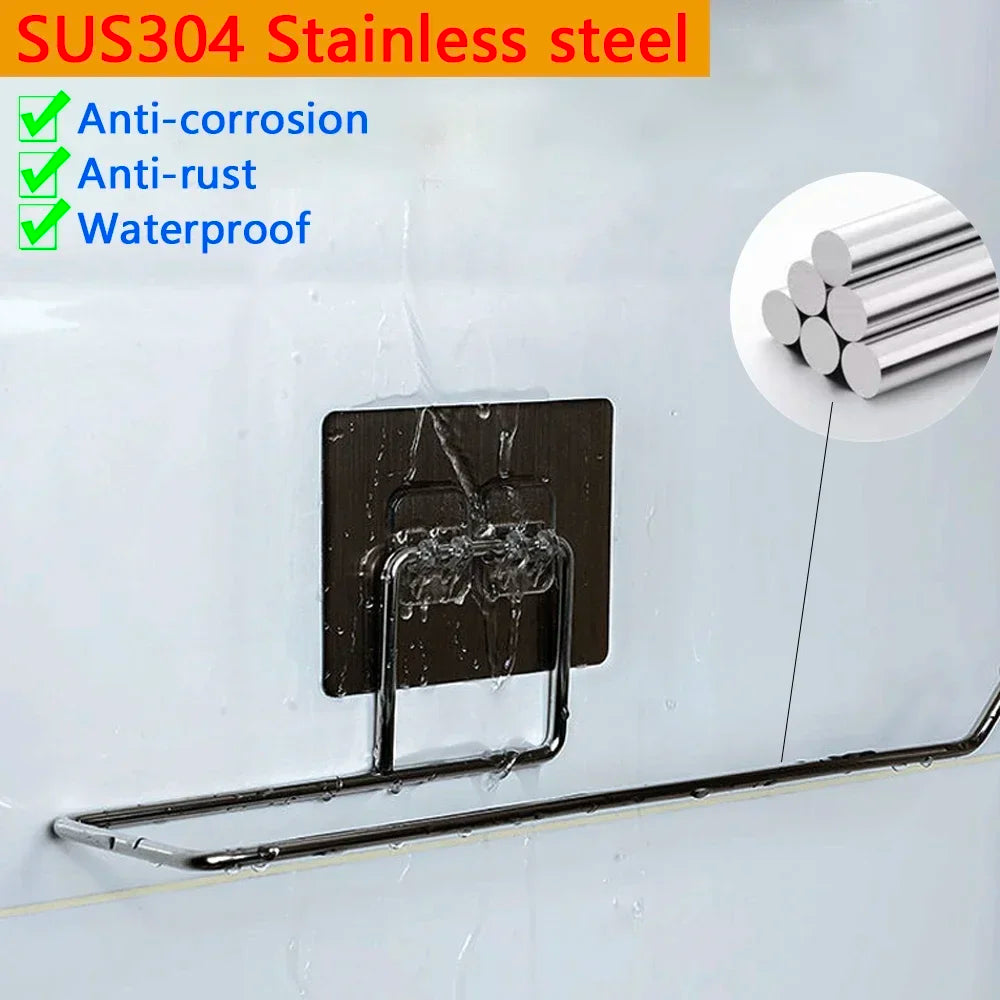 Kitchen paper towel stand glue toilet rack towel, hang tissue dispenser roll napkin cabinet storage accessories, 2 pieces - ALPENZO