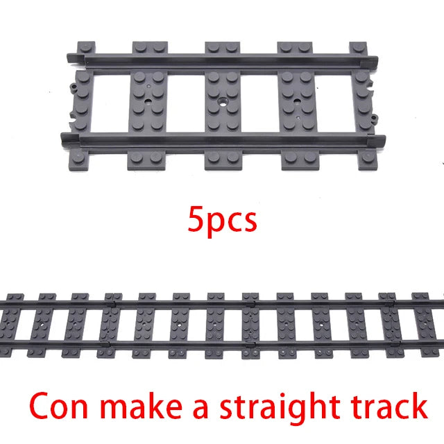 MOC City Train Rail Crossing Flexible Tracks Forked Straight Curved Rails Switch Building Block Bricks Creative DIY Toys ALPENZO