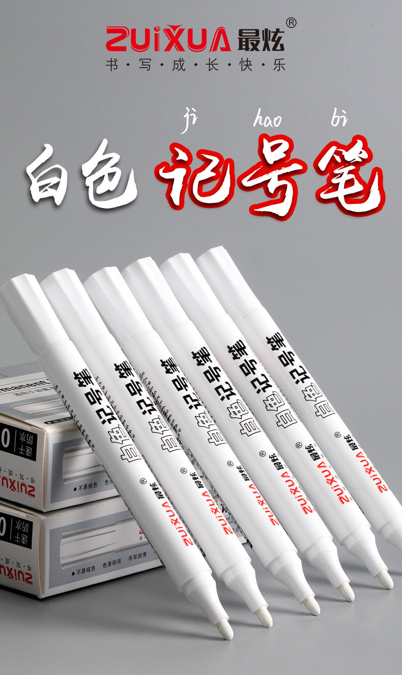 White Marker Pens set 2.0mm Oily Waterproof White Gel Pen DIY Graffiti Sketching Marker Stationery Writing School Supplies brush ALPENZO