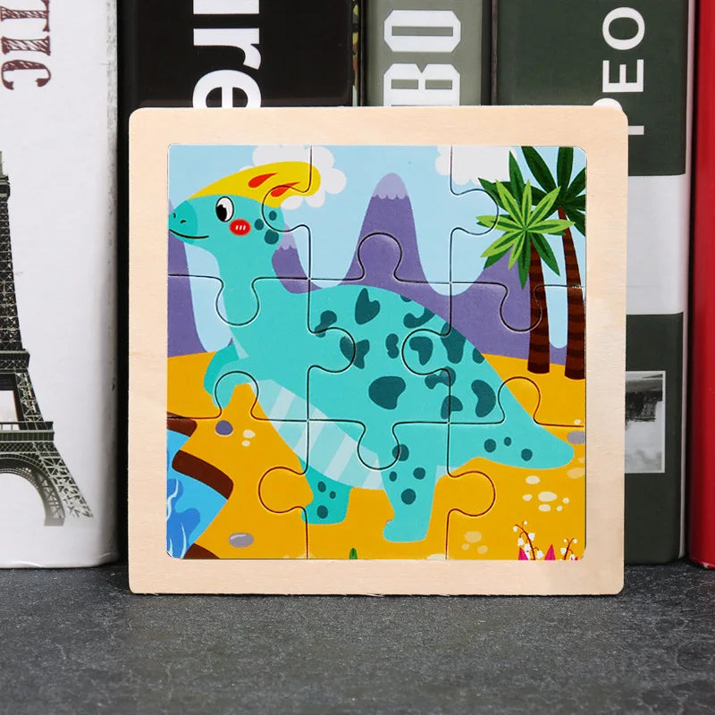 Hot Sale 11X11CM Kids Wooden Puzzle Baby Cartoon Animal Traffic Tangram Wood Puzzle Educational Jigsaw Toys For Children Gifts ALPENZO