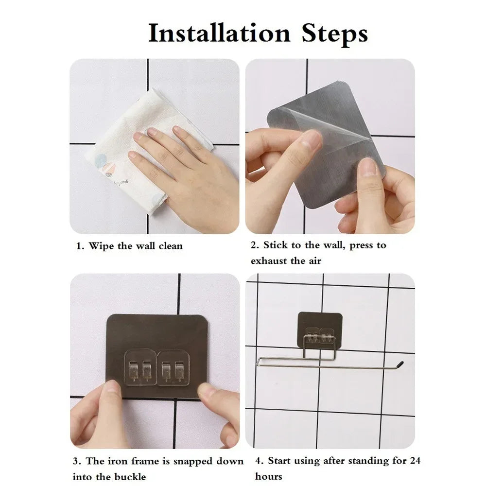 Kitchen paper towel stand glue toilet rack towel, hang tissue dispenser roll napkin cabinet storage accessories, 2 pieces - ALPENZO