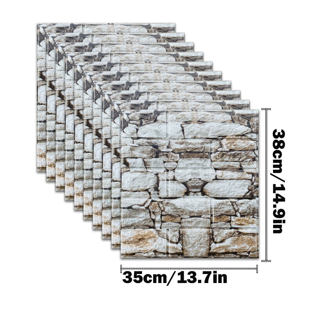 10pcs Self Adhesive Decor 3D Foam Wall Stickers Pane Room Waterproof peel and stick Brick Wallpaper for Interior Decoration - ALPENZO