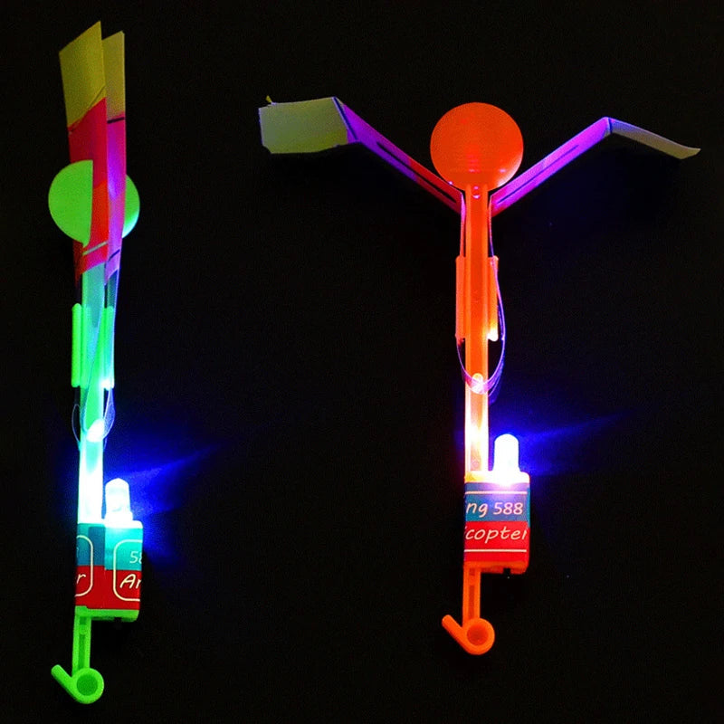 Amazing Light Toy Arrow LED Light Toys Outdoor Party Fun Gift Rubber Band Catapult Glow In The Dark Rocket Helicopter Flying Toy ALPENZO
