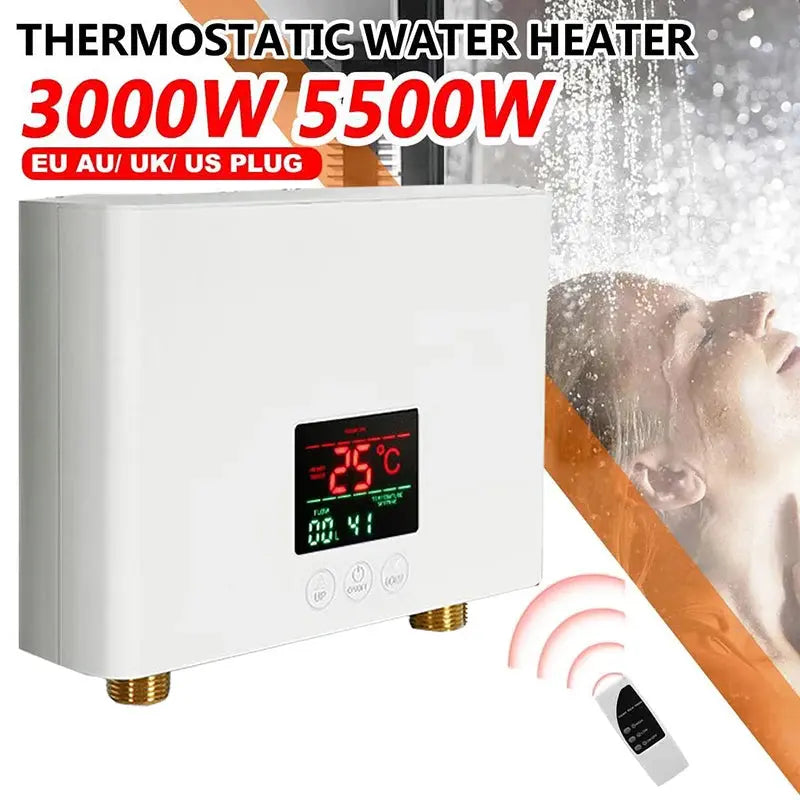 110V/220V Instant Water Heater 3000W/5500W Wall-Mounted Electric Heaters for Bathroom Hot Water Shower and Home Kitchen Heating - ALPENZO