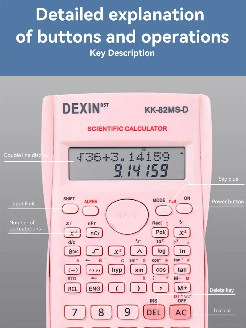 Multifunctional Scientific Calculator Student Simple Portable Big Screen Function Calculator Stationery School Office Supplies ALPENZO