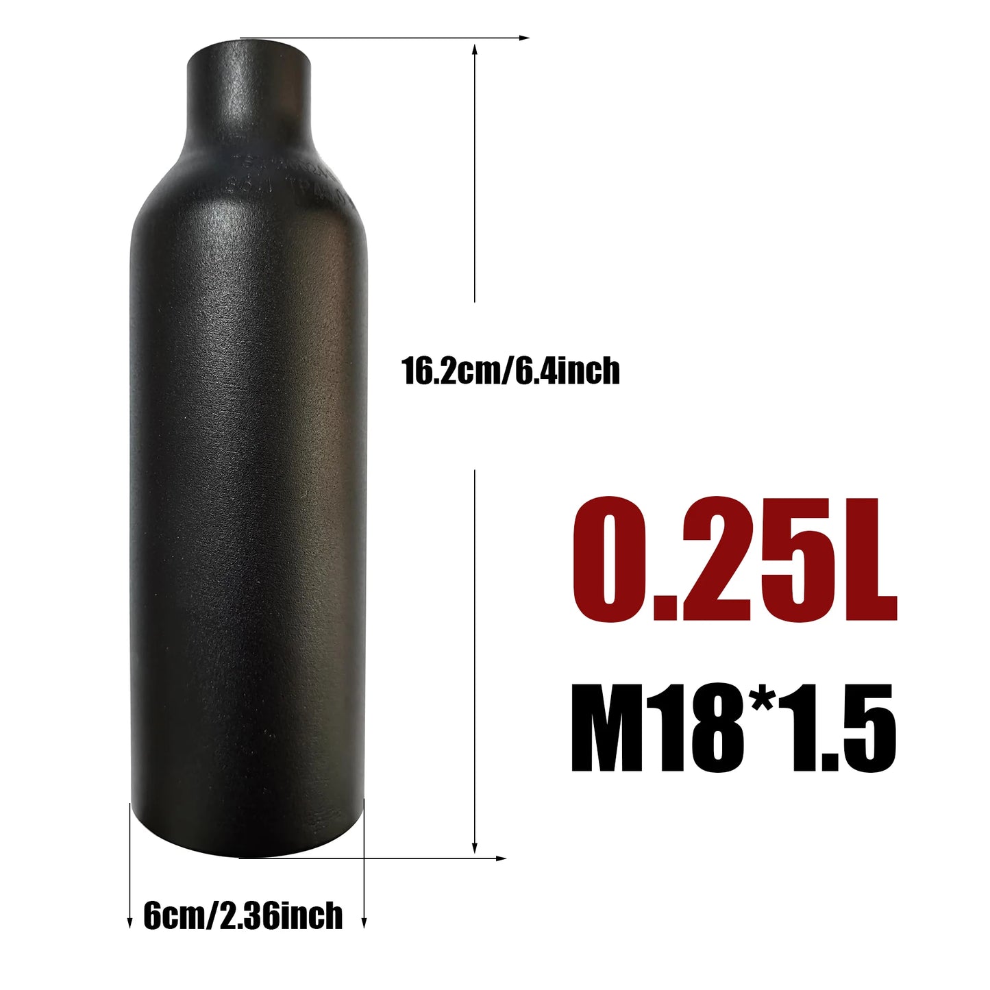Compressed Air Tank High Pressure Gas Cylinder CO2 Bottle Cylinder 0.25L 0.35L 0.5L 4500psi 30MPa 300bar M18*1.5 Diving Aquarium