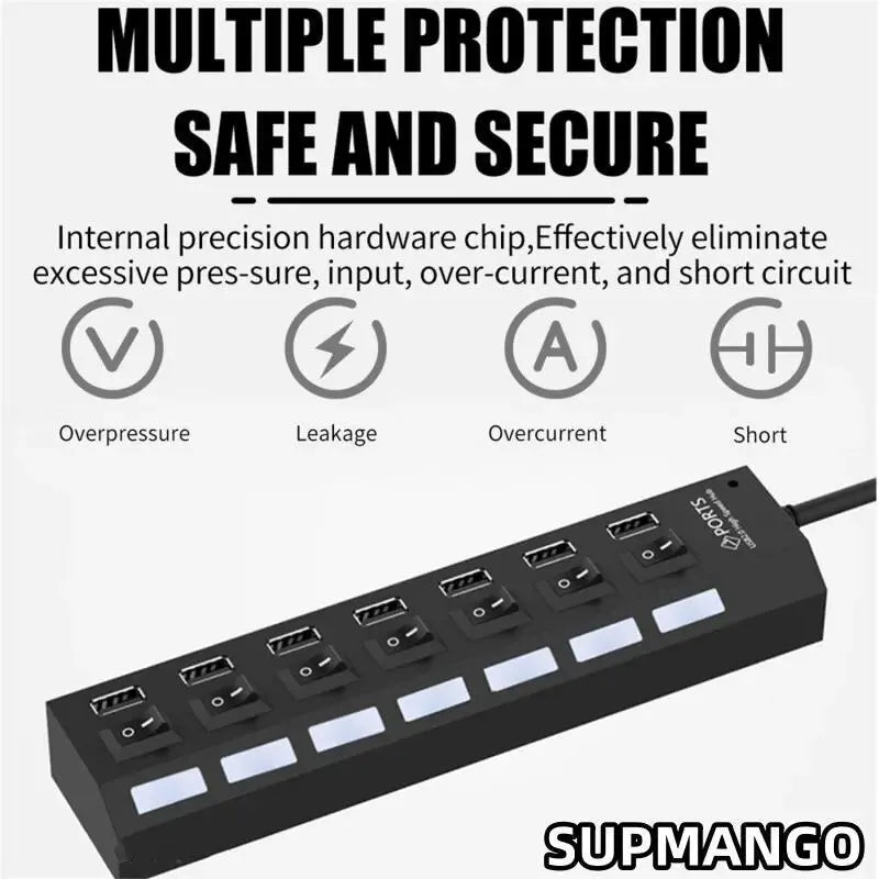 USB Hub Hub USB Adapter Multi Ports Use Power Adapter Extensor USB 2.0 PC Computer Accessories Switch USB For Laptop - ALPENZO