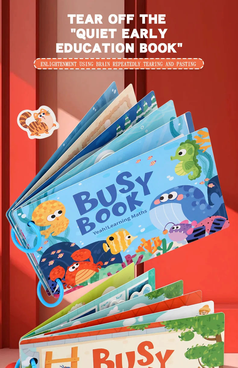 New Montessori Scene Stickers for Children DIY Hand-on Puzzle Reusable Books Cartoon Learning Cognition Toys for Kids Gift ALPENZO