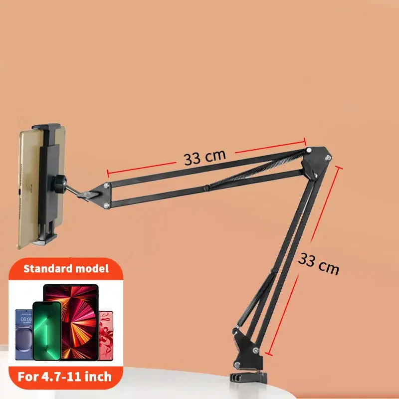 Universal Tablet Stand Clip Lazy Bracket Flexible Articulating Aluminum Arm Phone Mount Tablet Holder For All 4-11 Inch Device - ALPENZO