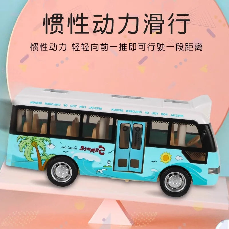 School Bus Toys Cars Die Cast Plastic Little Cars City Bus With Sound And Light Up Friction Powered Cars Play Toys Gift For Kids ALPENZO