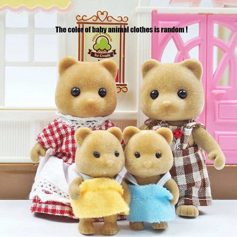 Rabbit Doll 1/12 Micro Dollhouse Reindeer Sheep Elephant Squirrel Family Kitchen Toy Miniature Furniture Set Girl Toy Gift ALPENZO