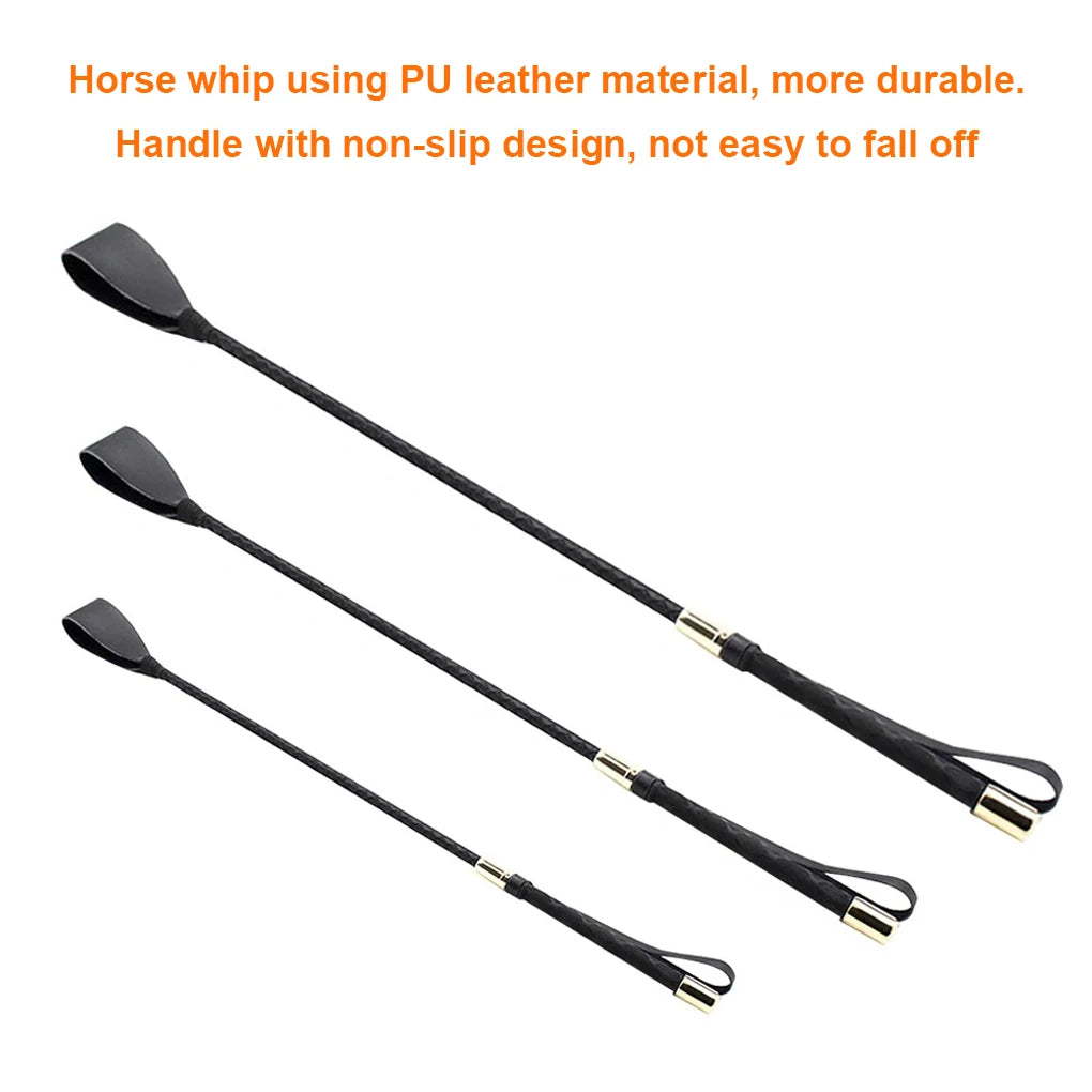 Riding Equestrian Whip Training PU Leather Lash Anti-slip Portable Learning for Outdoor Racing Performance Beginner
