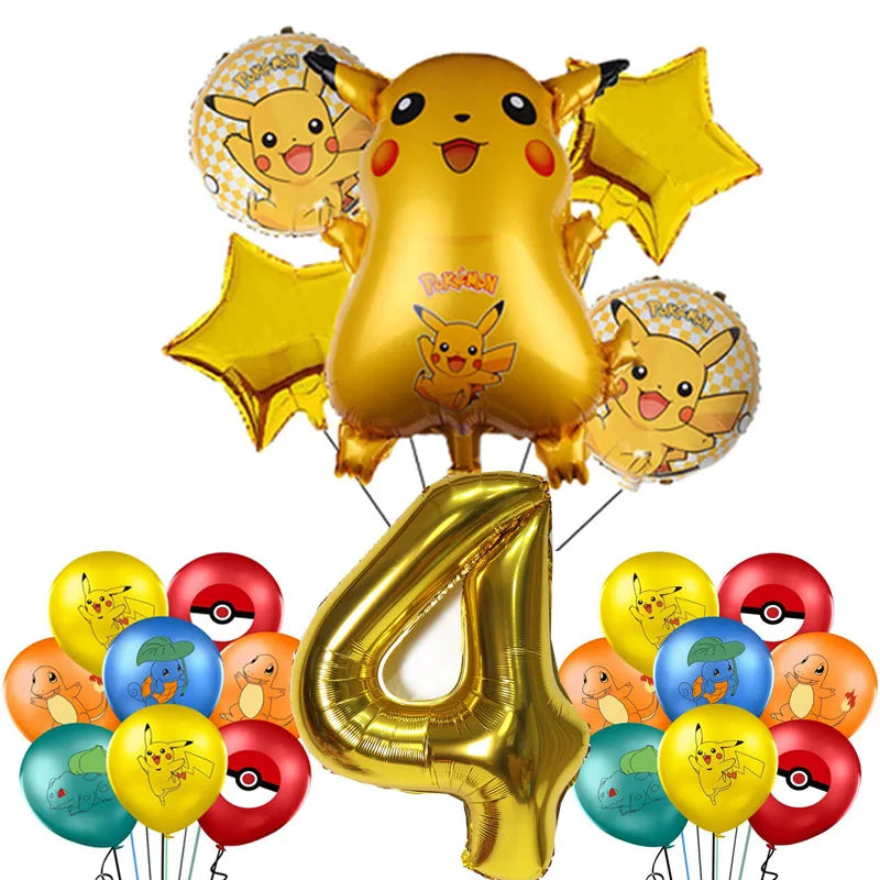 Cartoon Pikachu Theme Birthday Party Disposable Tableware Set Balloons Decorations Photo Props Background Pokemon Party Supplies ALPENZO
