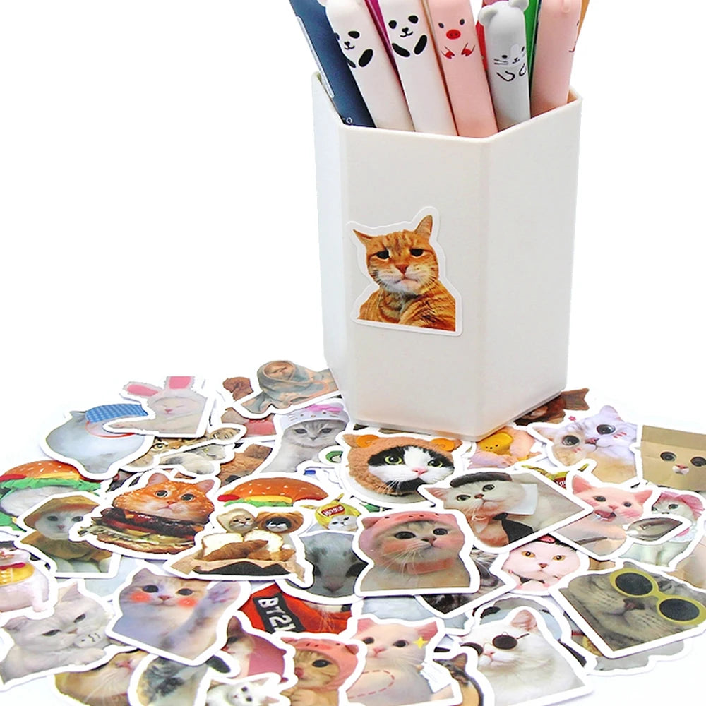 10/50/100pcs Funny Cat Stickers Cartoon Cute Decals Toy Stationery Guitar Phone Bicycle Laptop Luggage Car Graffiti Kids Sticker ALPENZO