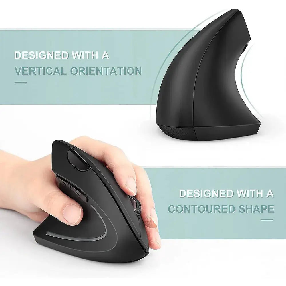 Vertical Mouse Ergonomic 2.4GHz Wireless Optical Mice 3 Adjustable DPI 800/1200/1600 6 Buttons for Laptop PC Computer Desktop - ALPENZO