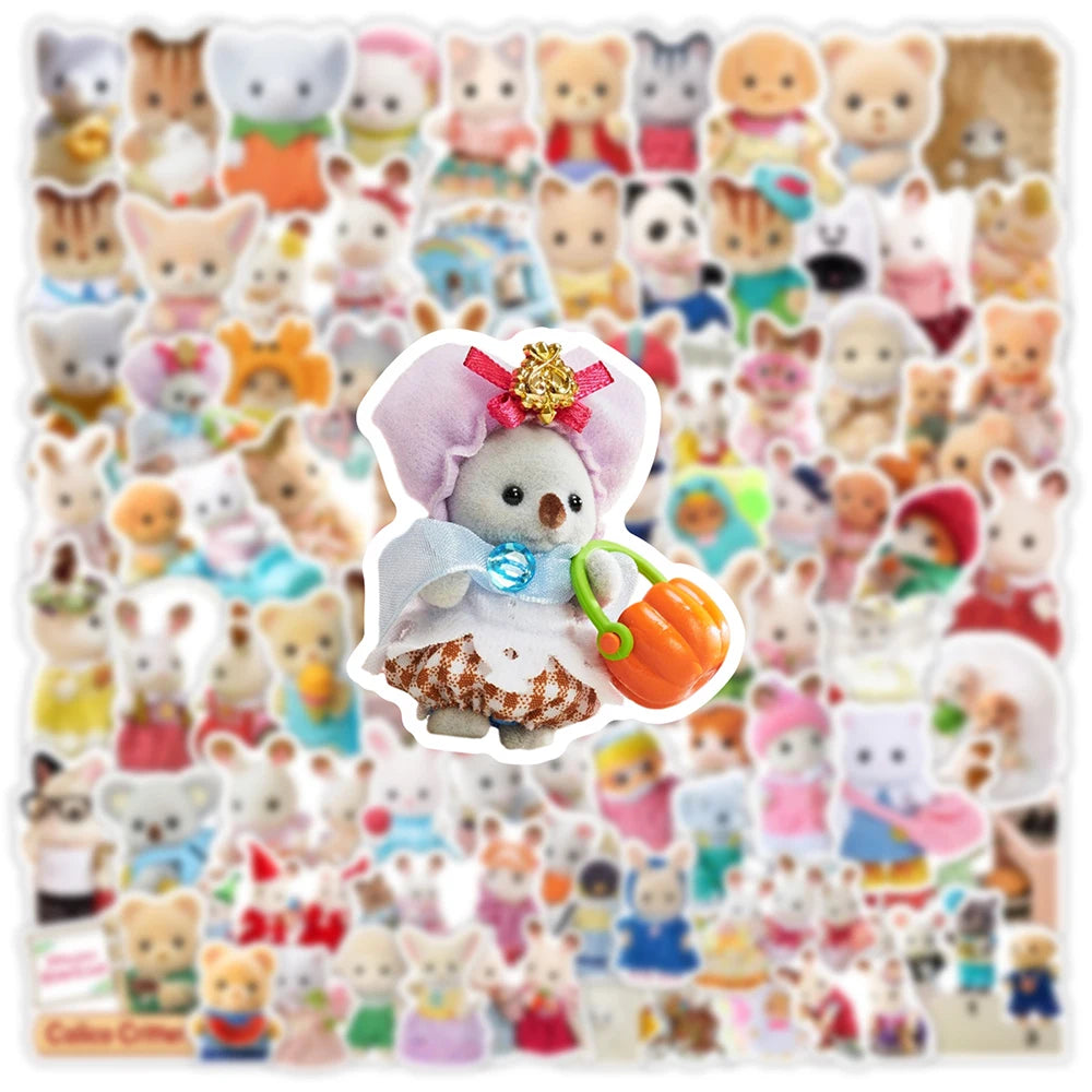 10/30/50/100pcs Cute Cartoon Sylvanian Families Stickers Kawaii Girls Kids Anime Decals Toys DIY Laptop Phone Waterproof Sticker ALPENZO