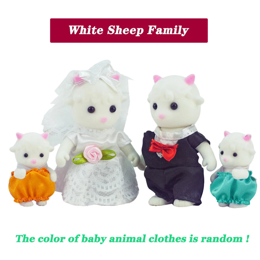 Rabbit Doll 1/12 Micro Dollhouse Reindeer Sheep Elephant Squirrel Family Kitchen Toy Miniature Furniture Set Girl Toy Gift ALPENZO