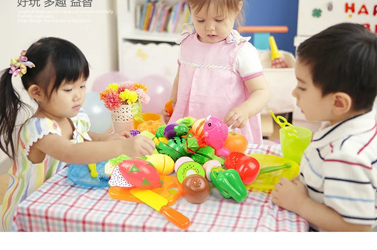 3-6 Years Old Child Vegetables and Fruits Children's Kitchen Toys Set Puzzle Early Education Children's Play House Toys Girl Toy ALPENZO