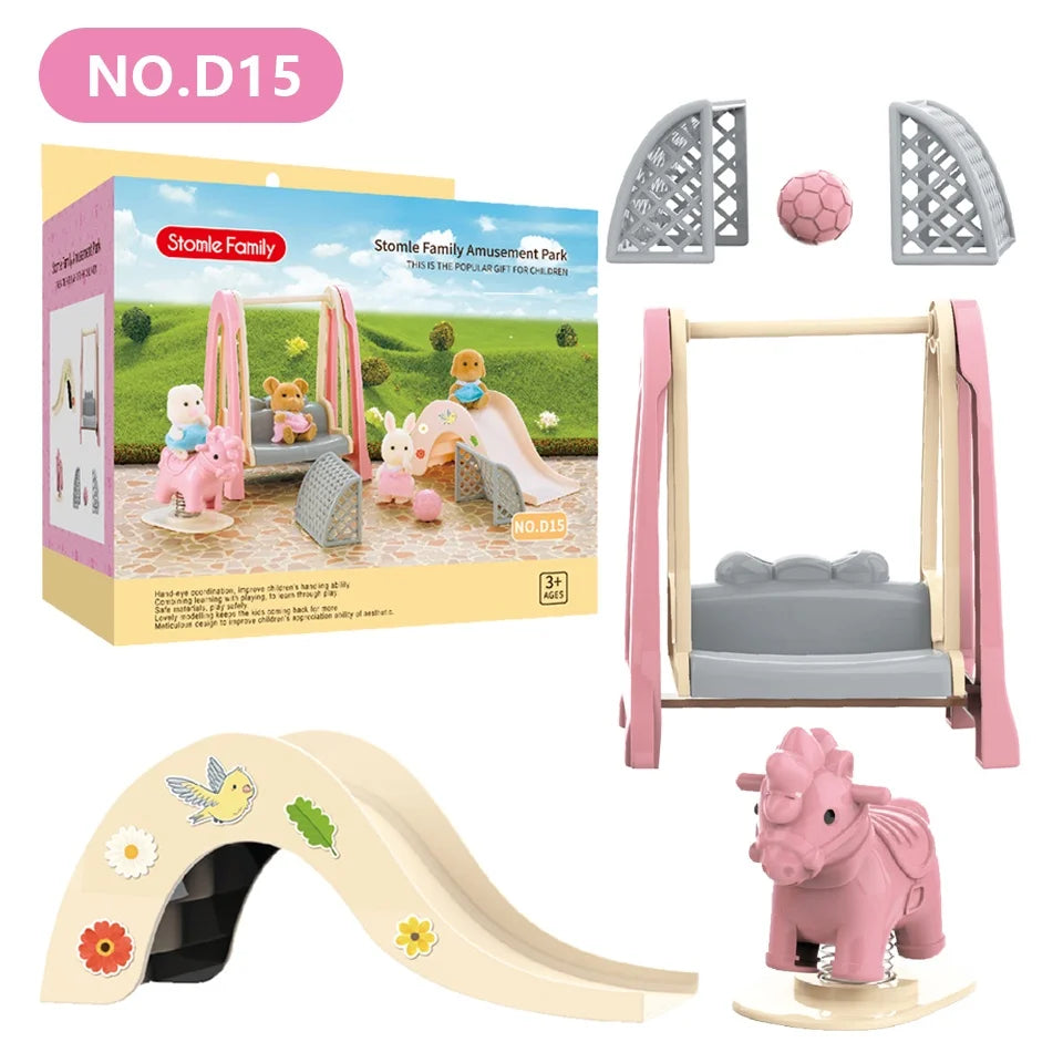 1:12 Miniature Furniture Forest Family Kitchen Toy Dining Table Dollhouse Accessories Bathroom Pretend Play For Girl Gifts Toys ALPENZO