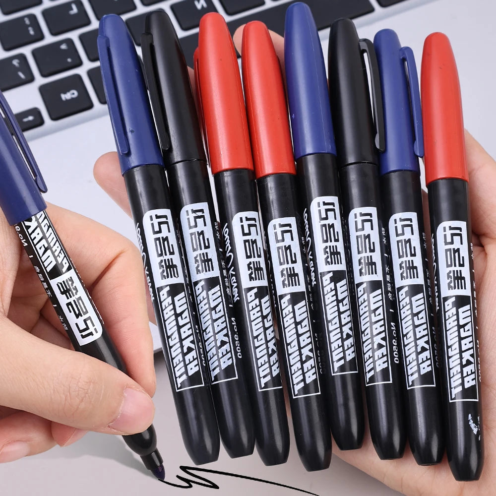 Permanent Marker Pen Drawing Markers Black Blue Red Waterproof Ink Sketch Pens Stationery Art School Supplies For Glass Metal ALPENZO