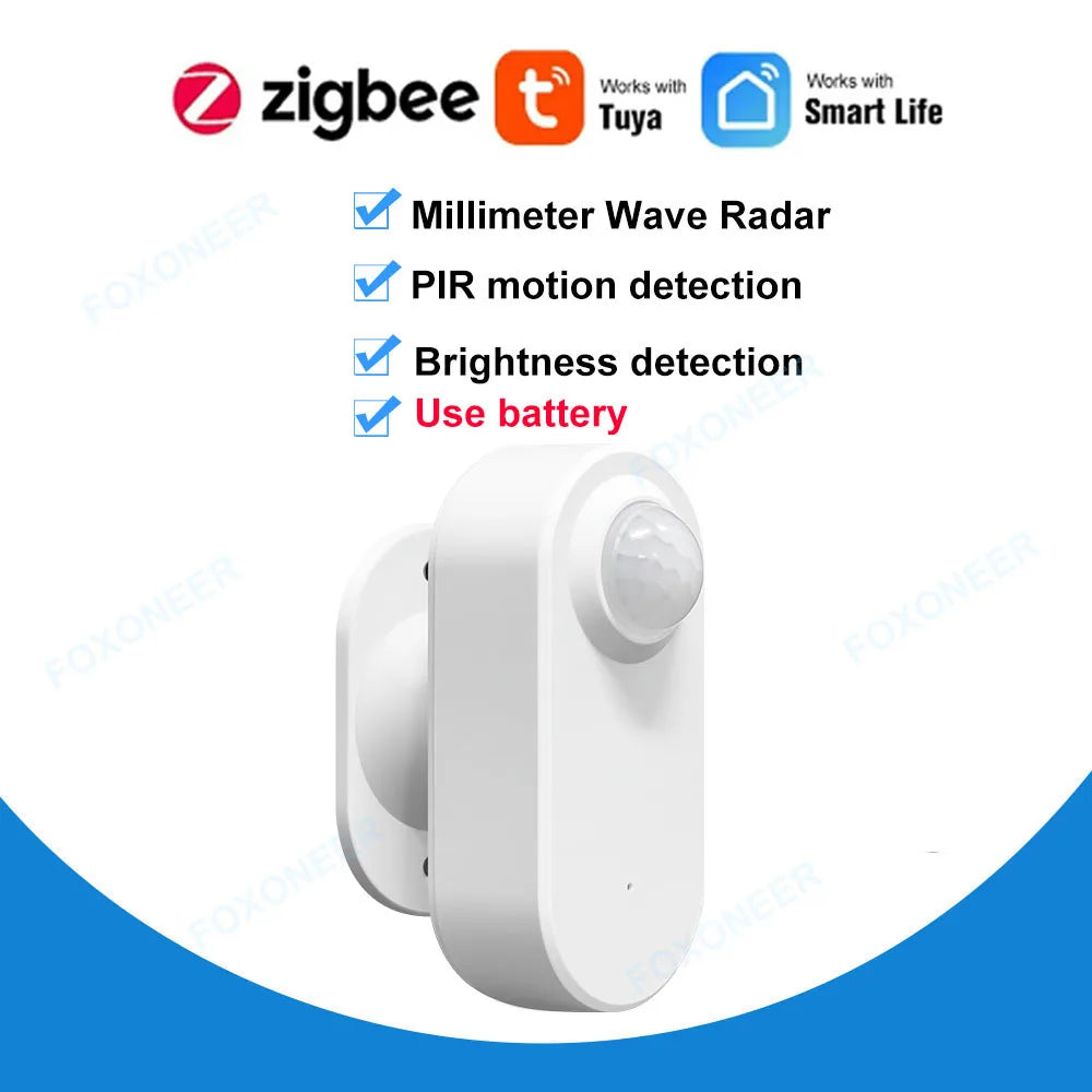 Tuya Zigbee Human Presence Detector,Luminance/Distance Detection, Smart PIR Motion Sensor Support Zigbee 2mqtt Home Assistant - ALPENZO