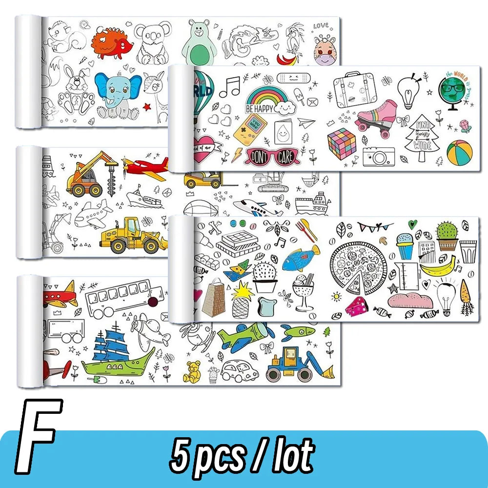 0.9/3M Space Food Animal Canvas Children's Drawing Roll DIY Coloring Paper Roll Color Filling Graffiti Paper-cut Painting School ALPENZO