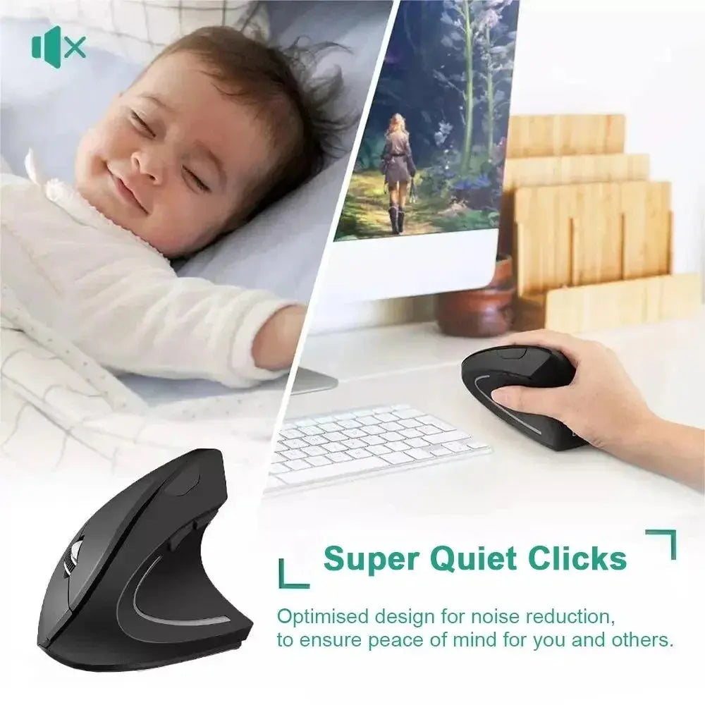 Vertical Mouse Ergonomic 2.4GHz Wireless Optical Mice 3 Adjustable DPI 800/1200/1600 6 Buttons for Laptop PC Computer Desktop - ALPENZO