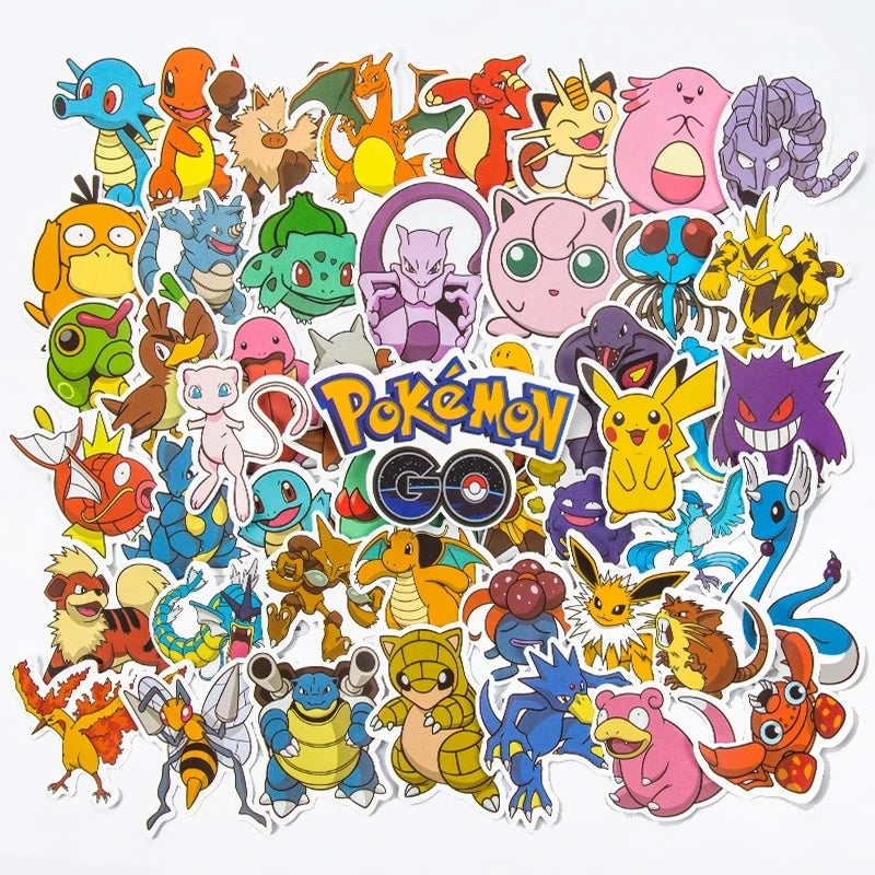 50/100Pcs Kawaii Pikachu Pokemon Stickers Motorcycle Phone Car Skateboard Laptop Decal Sticker Waterproof Classic Kid Toy ALPENZO