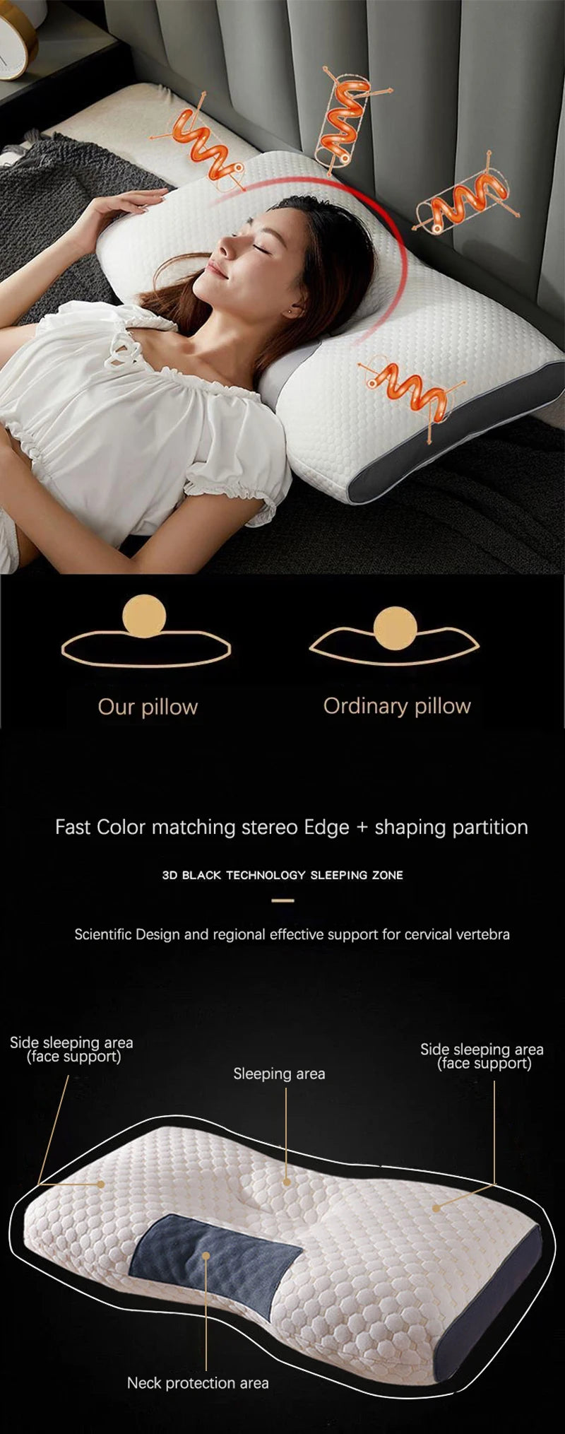 New Neck Pillow Help Sleep Protect The Neck Cervical Orthopedic Soybean Fiber Massage Household SPA Pillow For Sleeping Almohada - ALPENZO