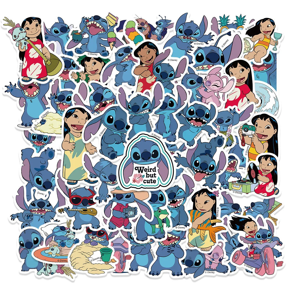 51PCS Cute Cartoon Lilo & Stitch Stickers DIY Diary Laptop Luggage Skateboard Graffiti Decals Fun Classic Toy ALPENZO
