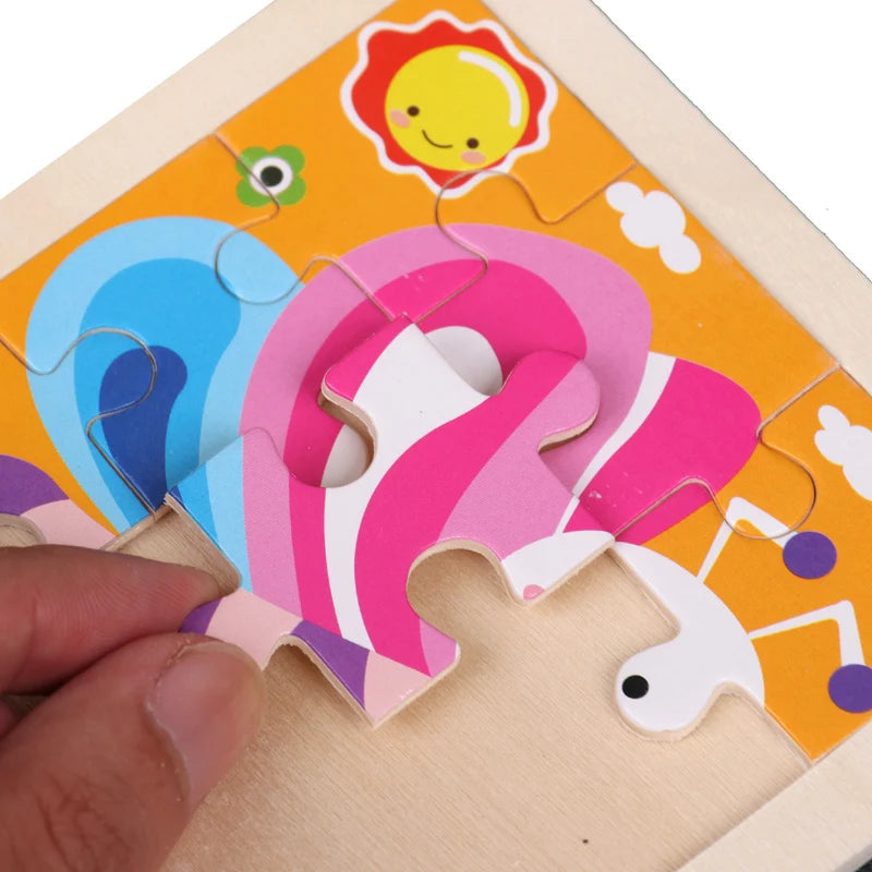 Hot Sale 11X11CM Kids Wooden Puzzle Baby Cartoon Animal Traffic Tangram Wood Puzzle Educational Jigsaw Toys For Children Gifts ALPENZO