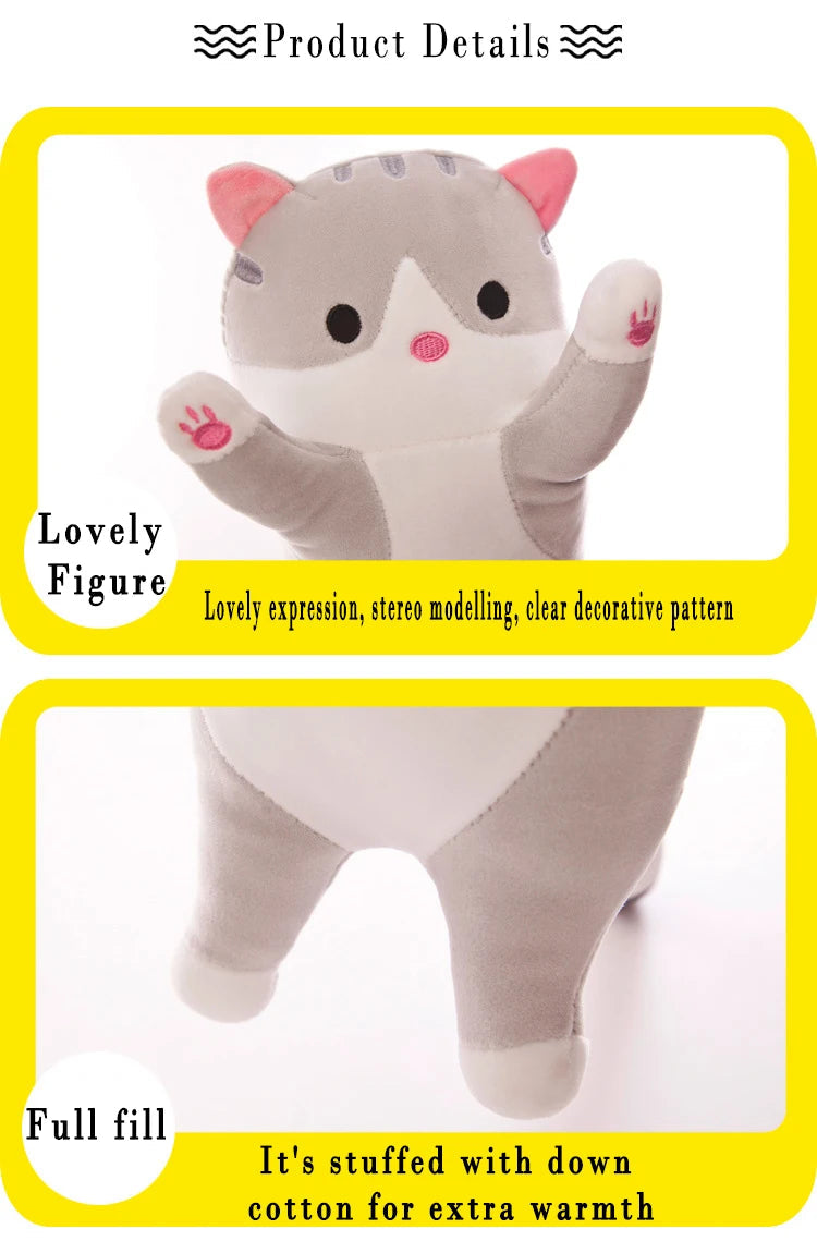 50-70cm Long Cat Plush Toys Cute Animal Cat Creative Long Soft Toys Office Break Nap Sleeping Pillow Stuffed Gift Doll For Kids ALPENZO