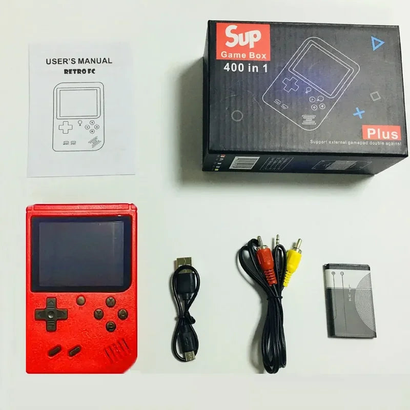 A Red Retro Classic Games Children's Handheld Small Game Console With 400 Game Charging Can Be Connected To The TV ALPENZO