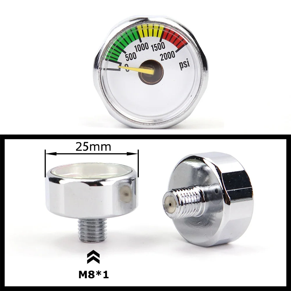 Air Mini Micro Pressure Gauge Manometre Manometer | Thread 1/8BSP(G1/8) 1/8NPT M10 M8 | 30PSI 300PSI 5000PSI 6000PSI 350BAR