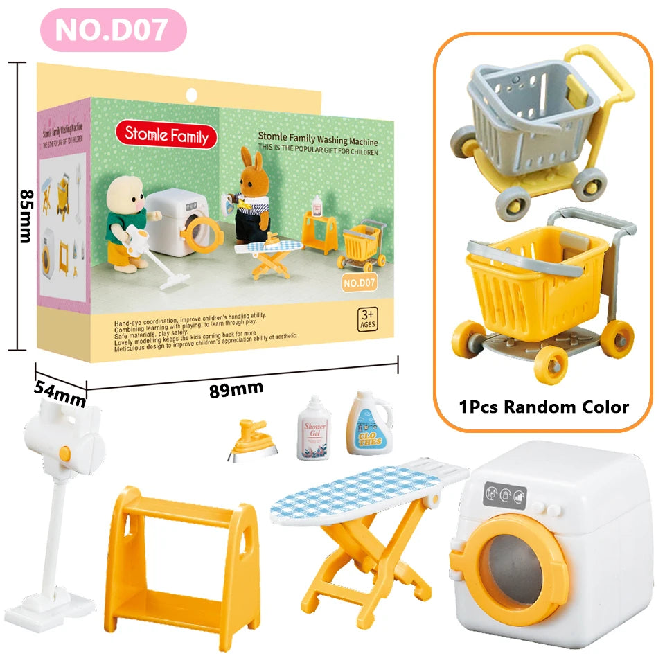 1:12 Miniature Furniture Forest Family Kitchen Toy Dining Table Dollhouse Accessories Bathroom Pretend Play For Girl Gifts Toys ALPENZO