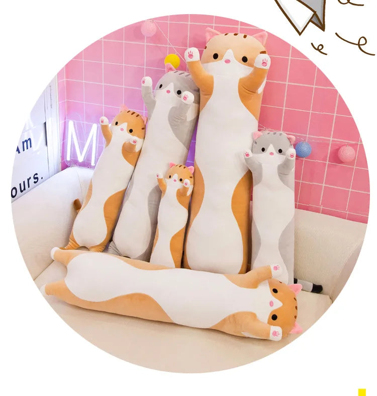 50-70cm Long Cat Plush Toys Cute Animal Cat Creative Long Soft Toys Office Break Nap Sleeping Pillow Stuffed Gift Doll For Kids ALPENZO