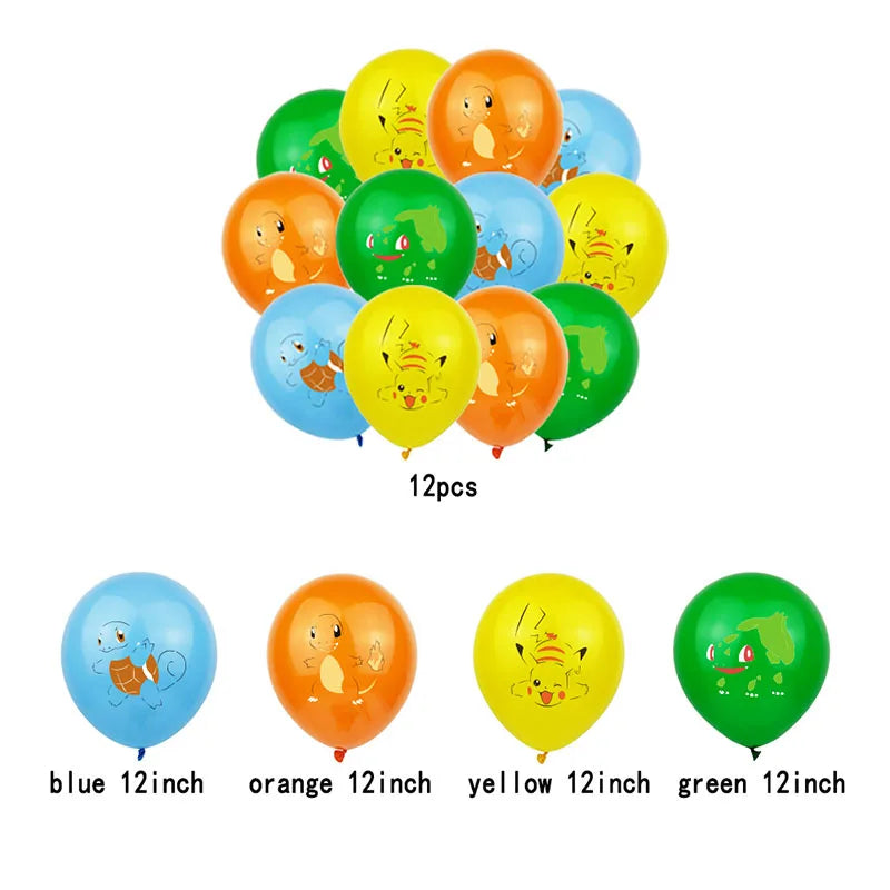 Cartoon Pikachu Theme Birthday Party Disposable Tableware Set Balloons Decorations Photo Props Background Pokemon Party Supplies ALPENZO