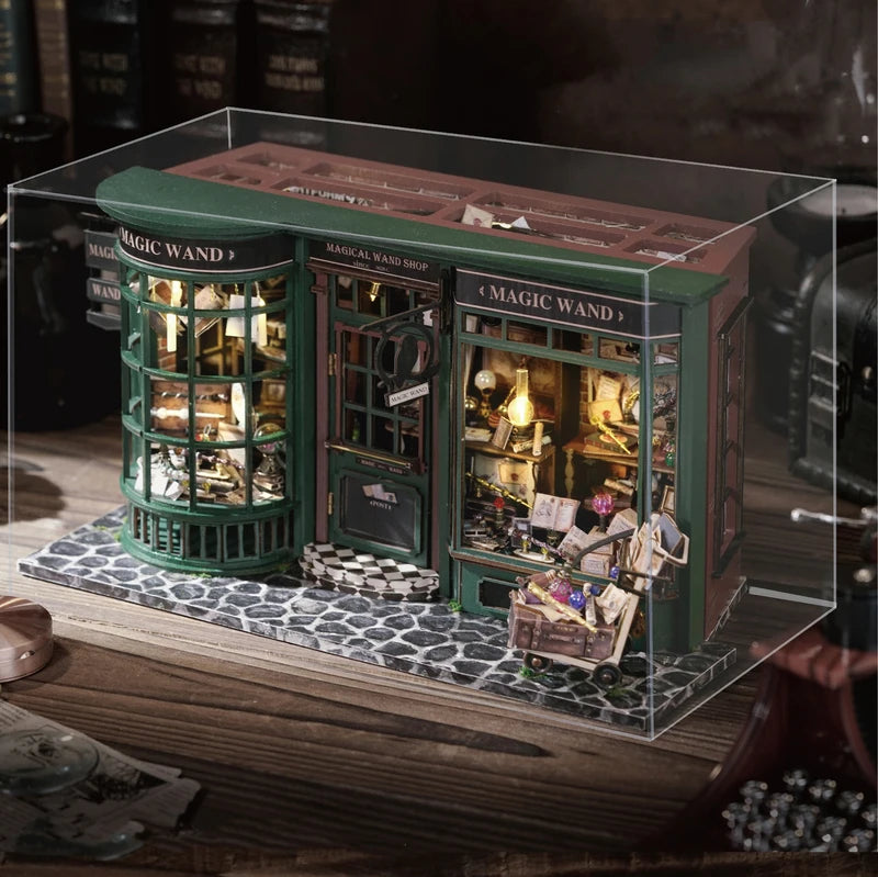 Magic Shop DIY Wooden Dollhouse Miniature Doll House Kit with Furniture Roombox Retro Home Model Toy for Children Gift ALPENZO