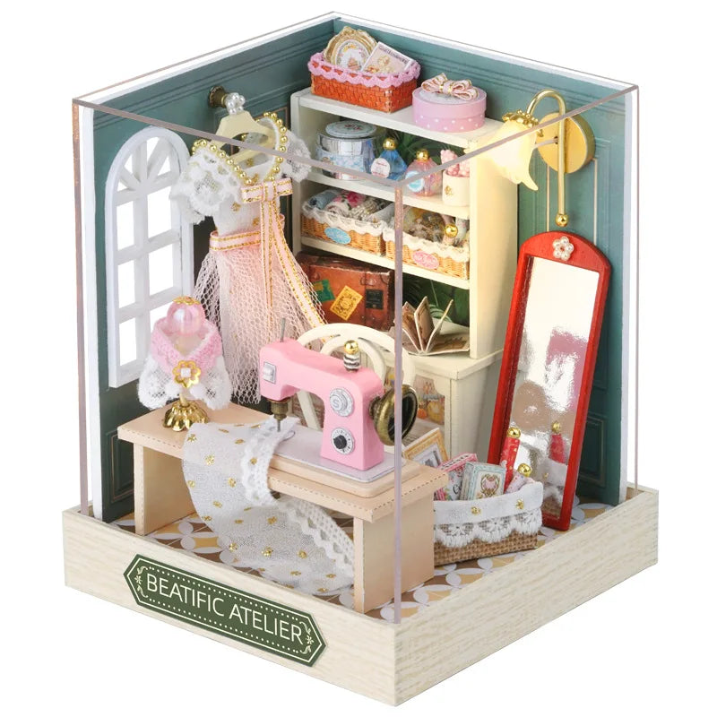 Magic Wooden Doll House Mini Kit DIY Handmade Assembly Model Building Room Bedroom Decoration 3D Puzzle Girl Toy Birthday Gifts ALPENZO