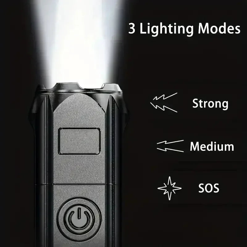 Powerful LED Flashlight Telescopic Zoom Tactical Torch USB Charging Spotlight 4 Lighting Mode Long-Range Outdoor Flashlight