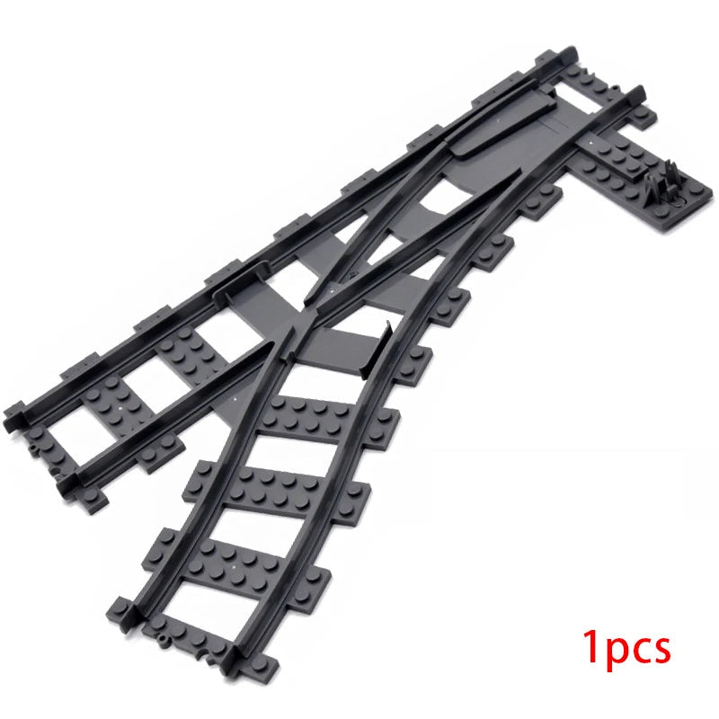 MOC City Train Rail Crossing Flexible Tracks Forked Straight Curved Rails Switch Building Block Bricks Creative DIY Toys ALPENZO