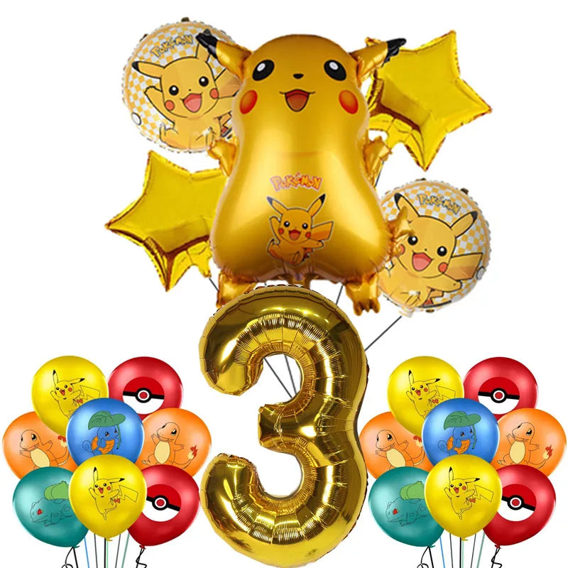Cartoon Pikachu Theme Birthday Party Disposable Tableware Set Balloons Decorations Photo Props Background Pokemon Party Supplies ALPENZO
