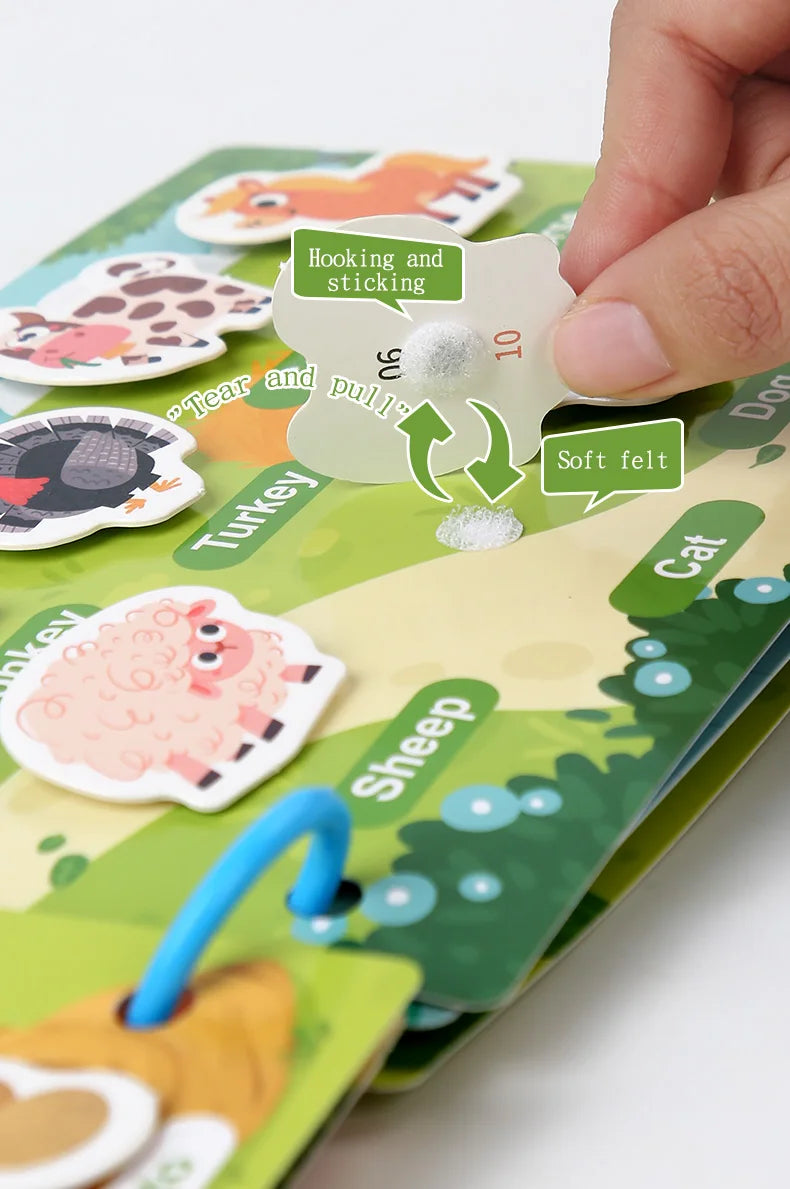 New Montessori Scene Stickers for Children DIY Hand-on Puzzle Reusable Books Cartoon Learning Cognition Toys for Kids Gift ALPENZO