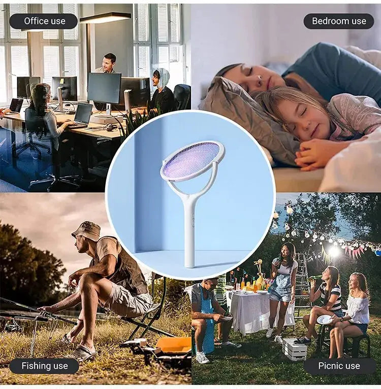 5 In 1 Fast Charging Racket Kill Fly Bug Safety Insulated Battery Powered Lamp ABS Adjustable Electric Mosquito Swatter - ALPENZO