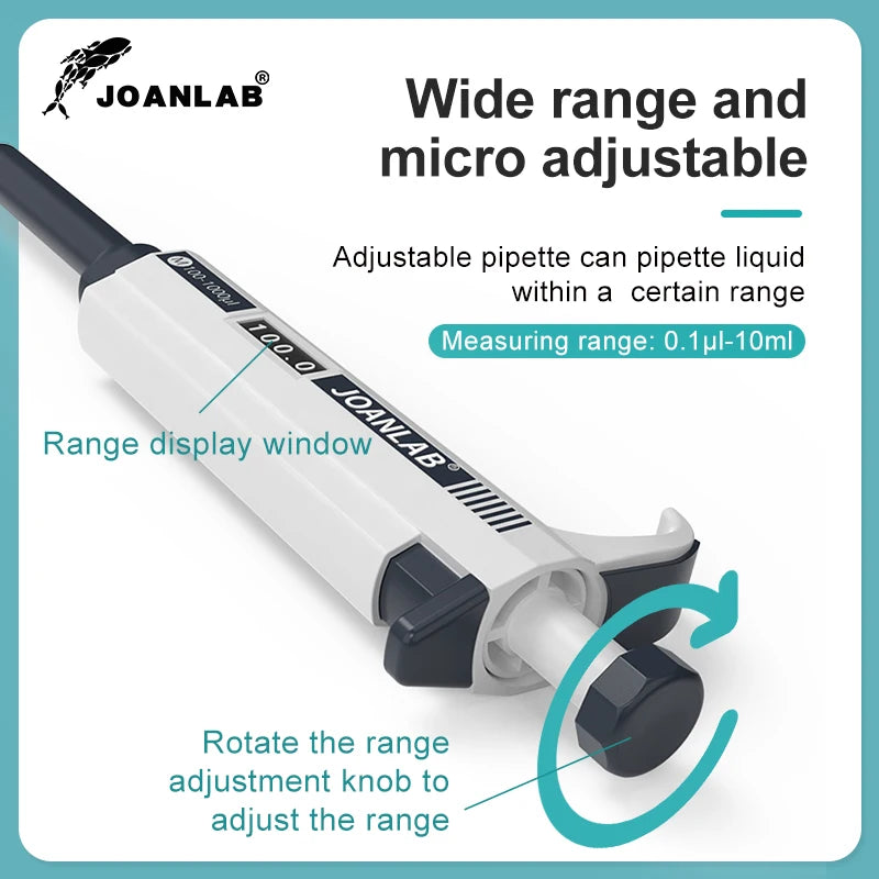 JOANLAB Micropipette Laboratory Automatic Pipette Digital Adjustable Plastic Pipette Chemistry Lab Equipment With Pipette Tips ALPENZO