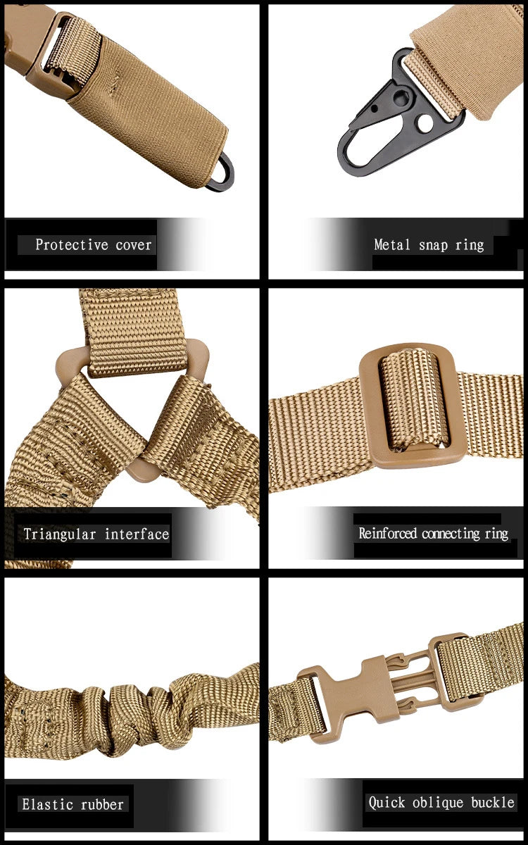Tactical Gun Single Point Sling Adjustable Bungee Rifle Shoulder strap length for Airsoft Hunting Accessories Strap M4 with pad