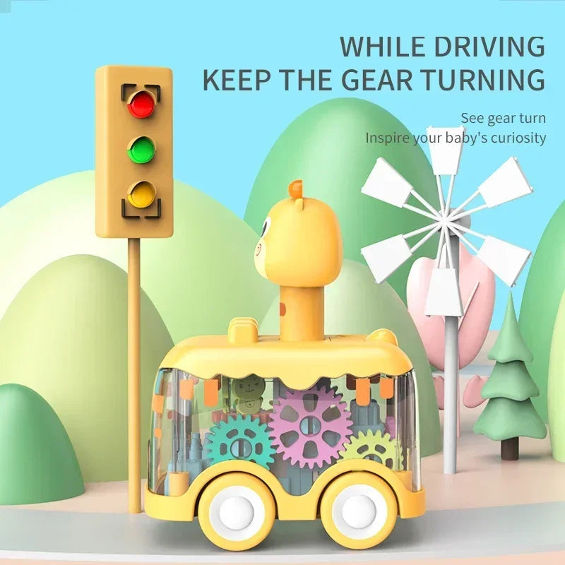 Press Gear Car Children's Toy Car Pull Back Boy Children Inertial Car Puzzle Animals Car ALPENZO