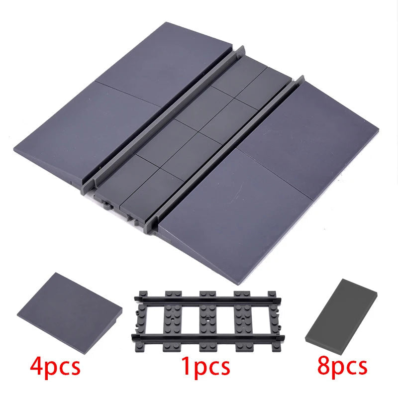 MOC City Train Rail Crossing Flexible Tracks Forked Straight Curved Rails Switch Building Block Bricks Creative DIY Toys ALPENZO