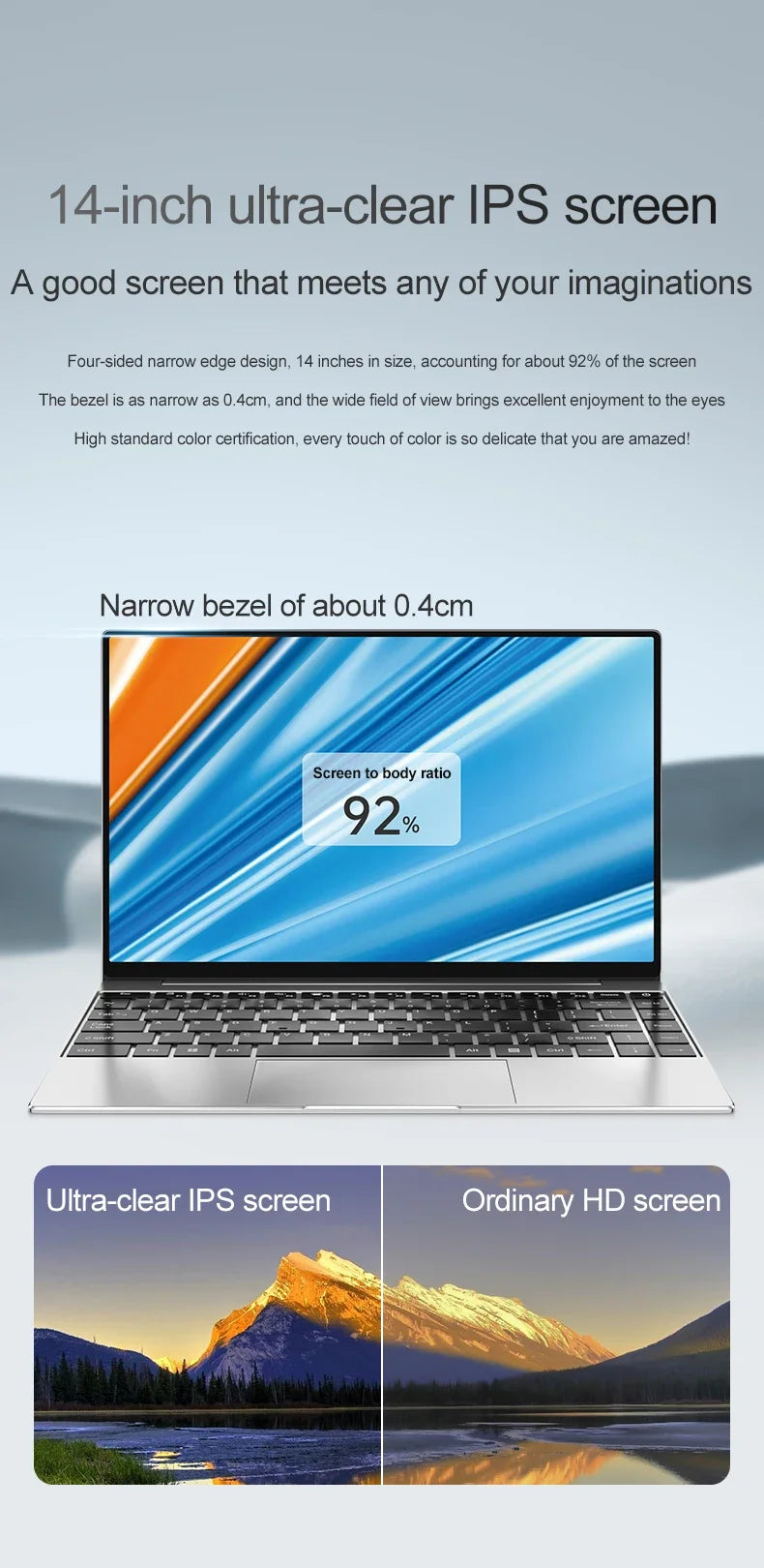 Ultra Slim Laptop 14.1" 16GB RAM 2TB SSD Intel N3700 Notebook Gamer 1920*1080 Display Office Study Computer PC Windows 11 Pro - ALPENZO